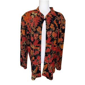 Coldwater Creek Vintage Floral Knit Jacket L Boho Artsy Cottagecore Grandma Chic